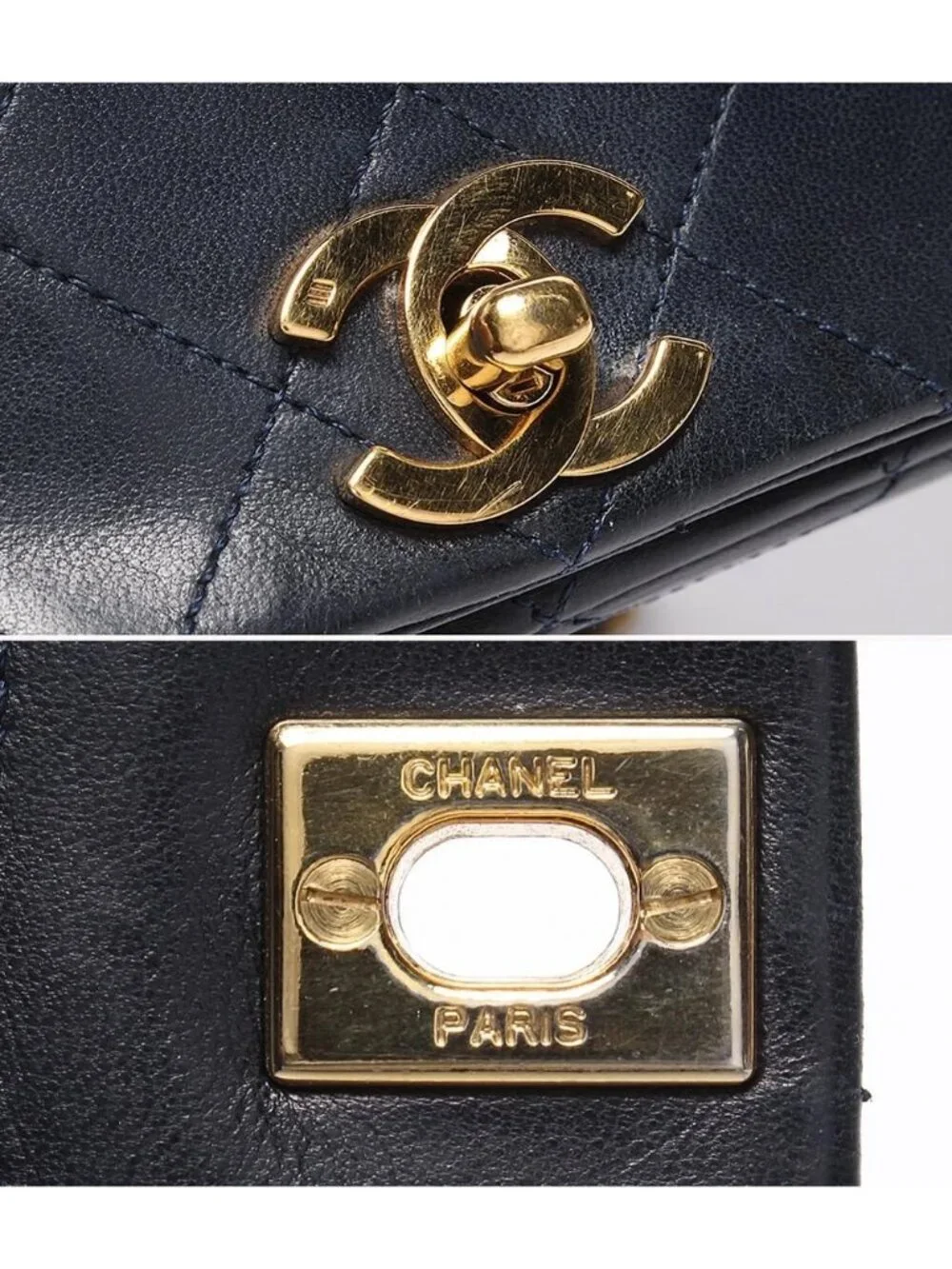 Chanel Chain Shoulder Bag Quilted Full Flap Gold Lambskin